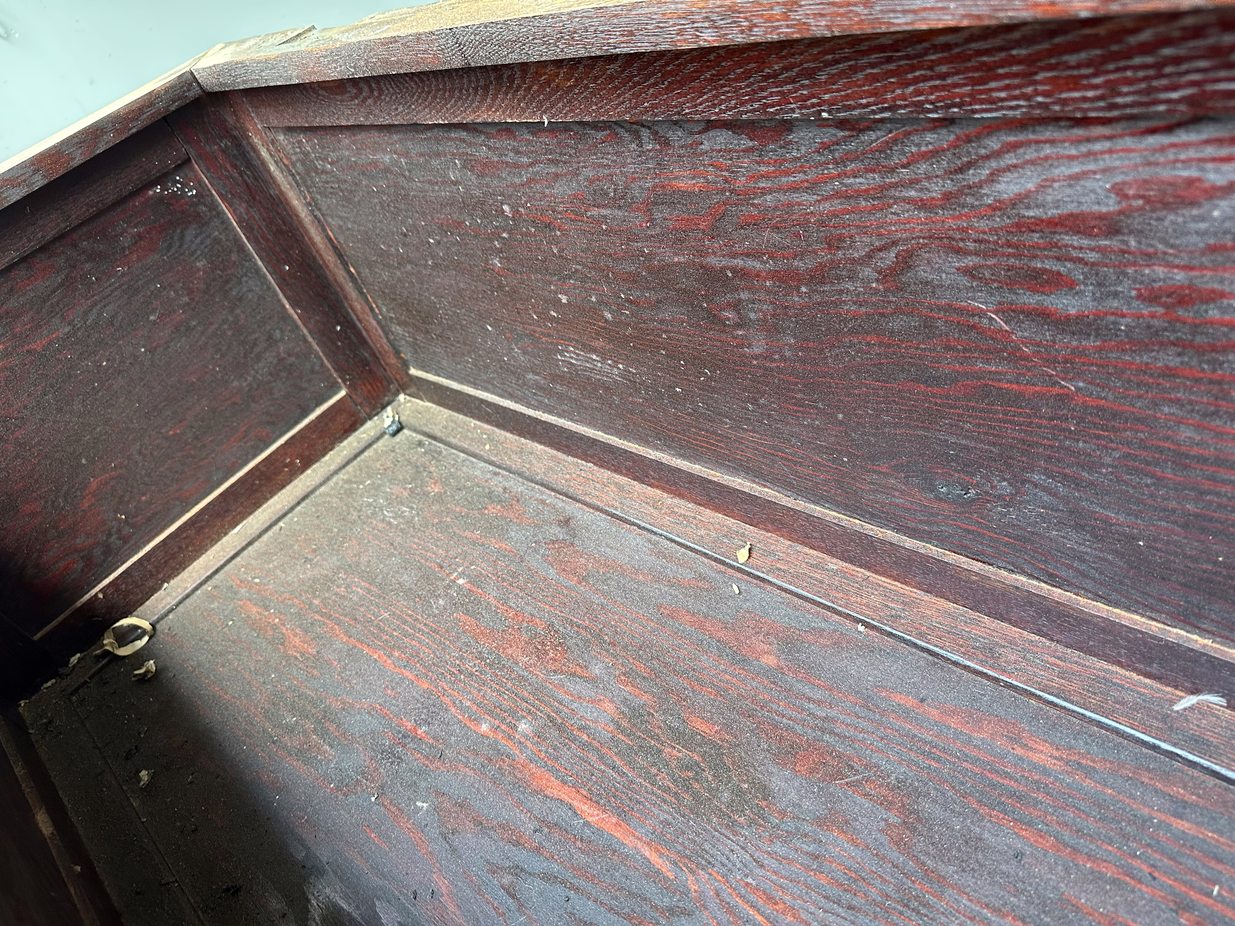The old finish — applied by a kid who was learning, it served its purpose